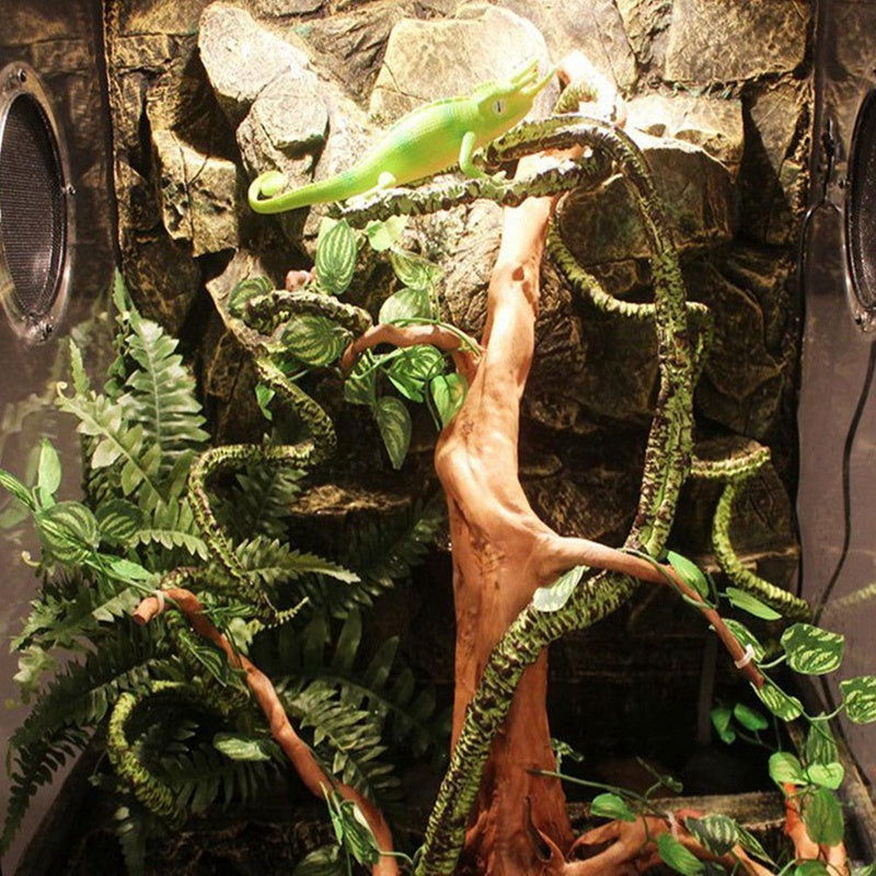 Lizard Chameleon Reptile Box Tropical Rainforest Landscaping Material Simulation Plant Rattan Tree Withered Vine