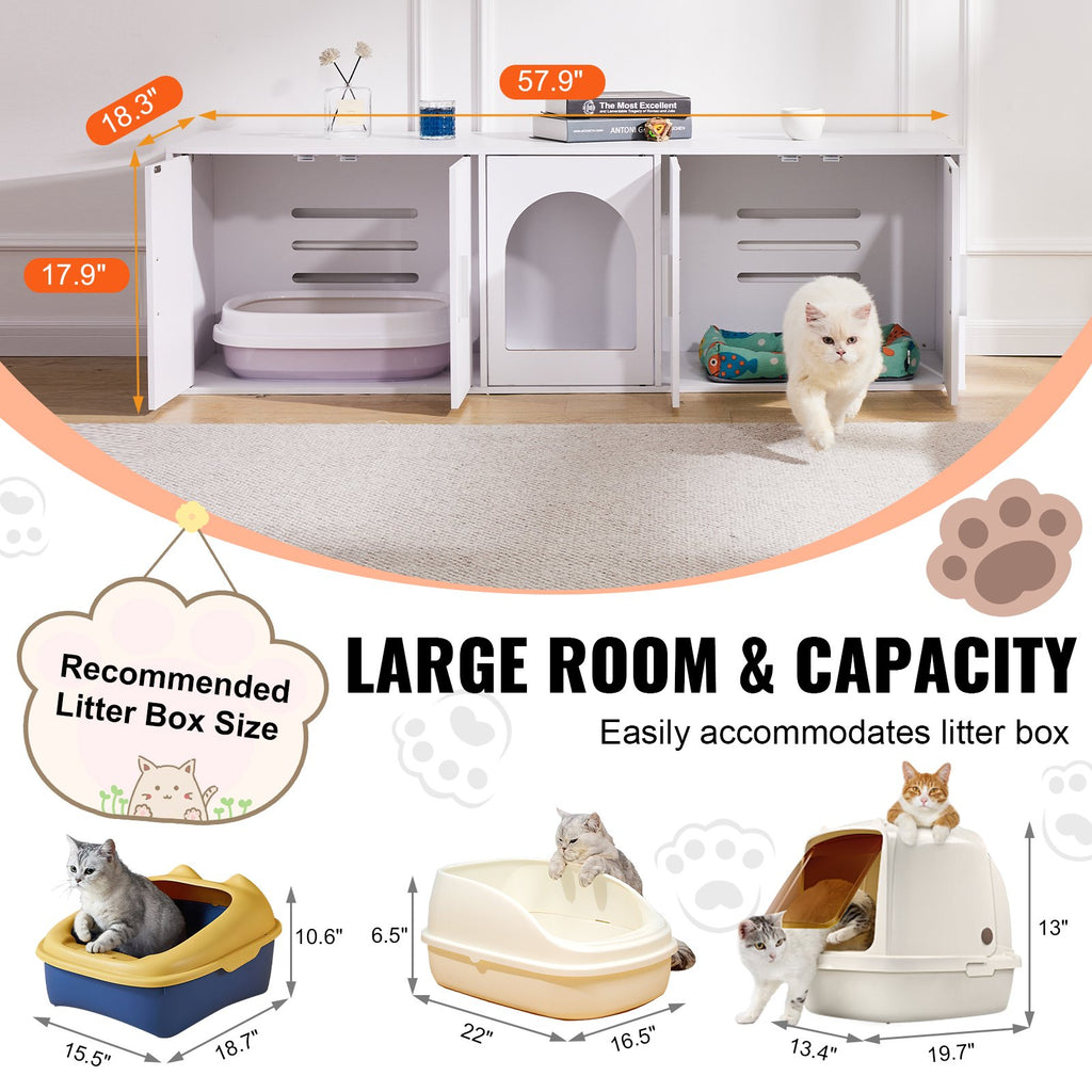 VEVOR Cat Litter Box Enclosure Wooden Litter Box Furniture