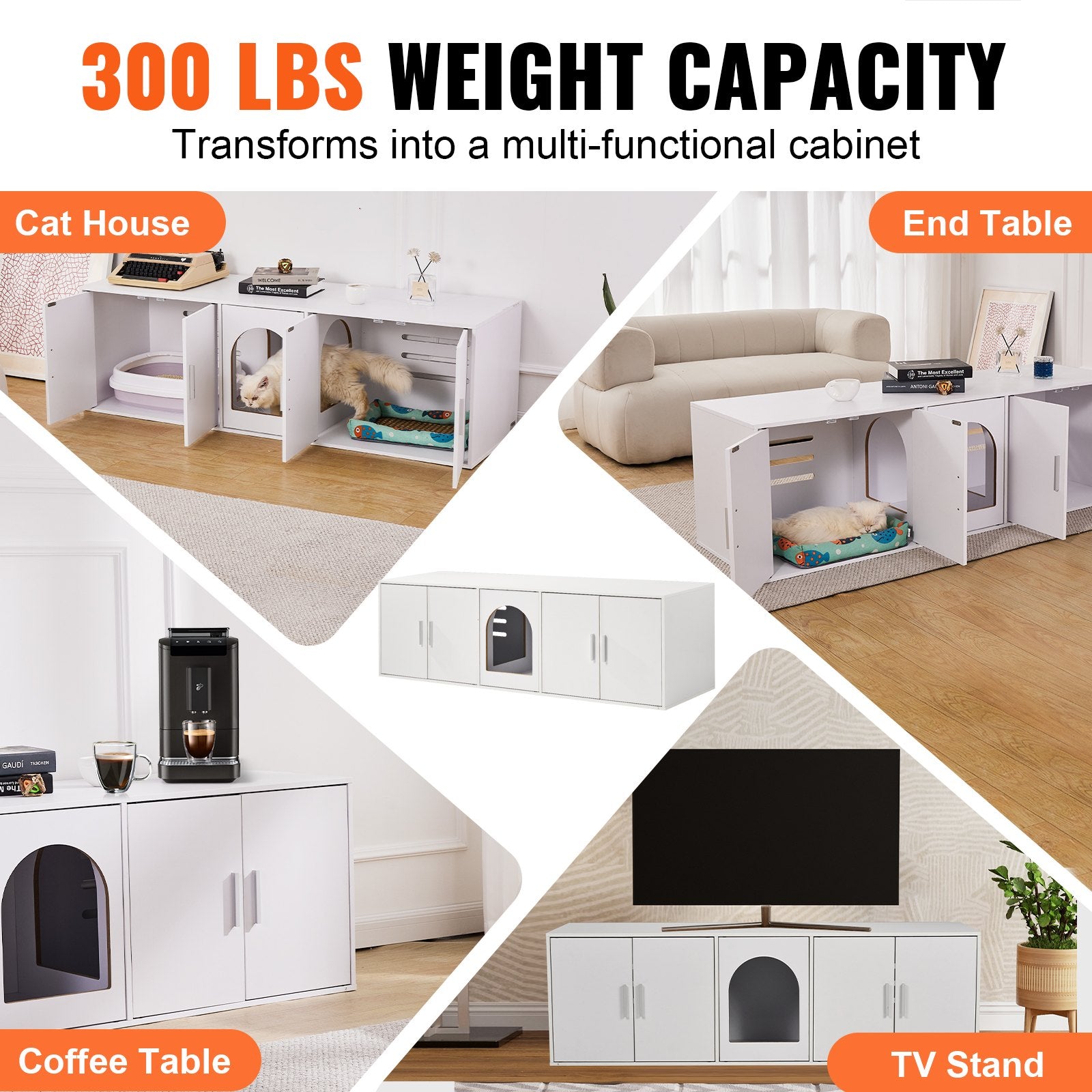 VEVOR Cat Litter Box Enclosure Wooden Litter Box Furniture