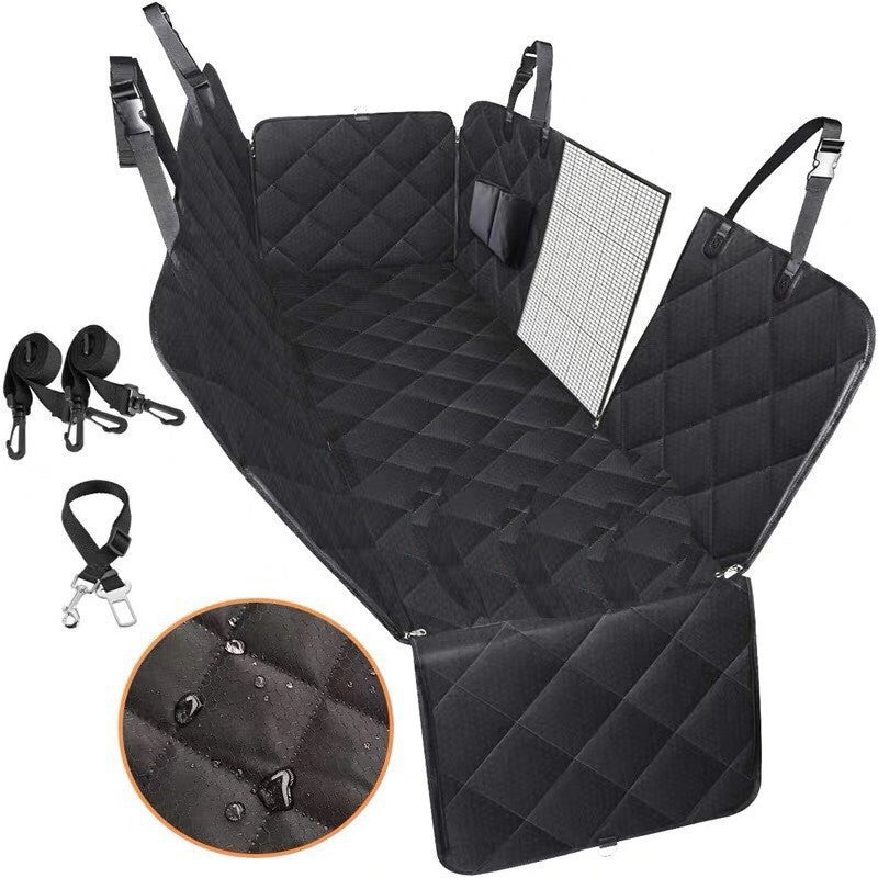 Dog Car Seat Cover Hammock Rear Back Seat Mat With Zipper And Pocket For Travel