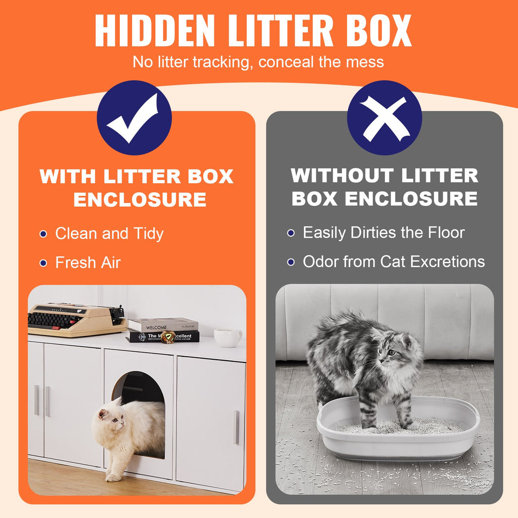 VEVOR Cat Litter Box Enclosure Wooden Litter Box Furniture