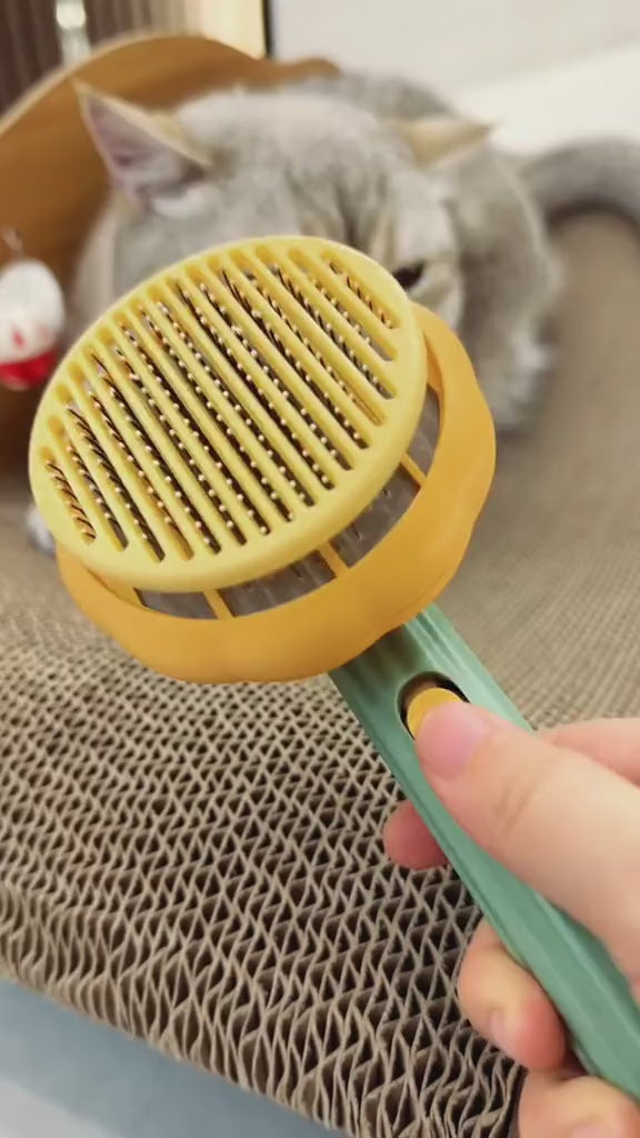 Pet Pumpkin Brush, Pet Grooming Self Cleaning Slicker Brush